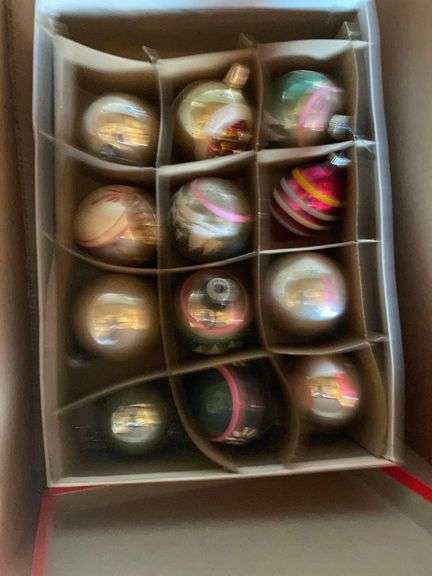 2 Boxes Of Vintage Glass Christmas Ornaments