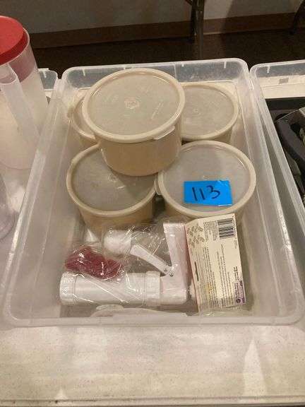 Plastic Storage Bin with Food Storage Containers, Cookie Press
