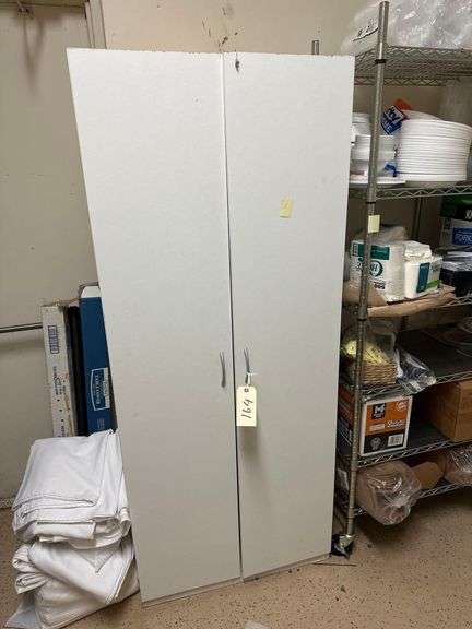 Wooden Cabinet w/ Hangers and Server Clothing - 30in x 21in x 72in