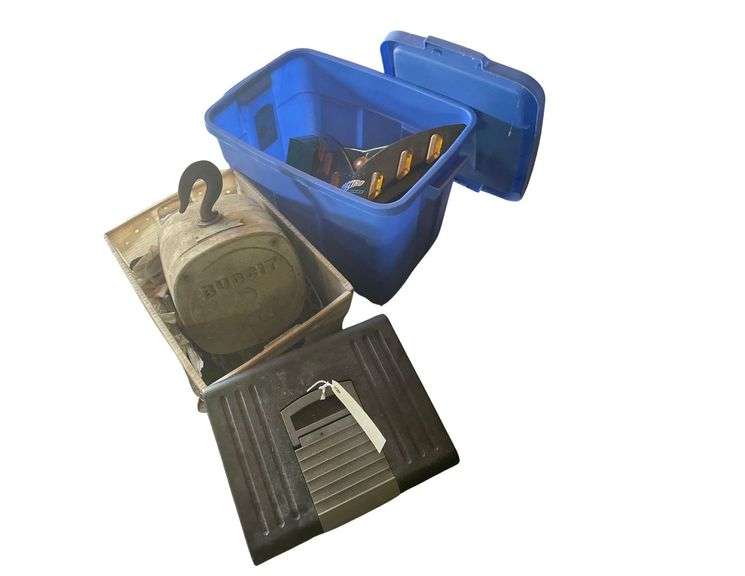 2 Ton Hoist Budgit a File Box and Some Assorted Toys image
