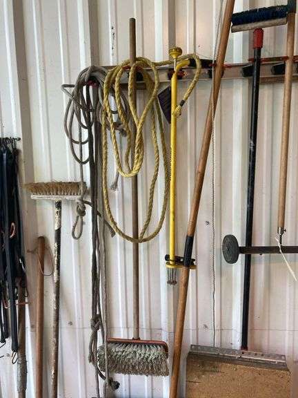 Manual Pole Saw, Push Magnet and Bungee Cords NOT INCLUDED - Contents of Wall Including Hand Tools, Brushes, and Propane Tank