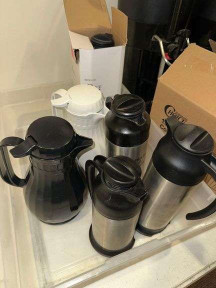 Three 1.5Gal. Bunn ThermoFresh Coffee Servers - Includes Filters and Creamers