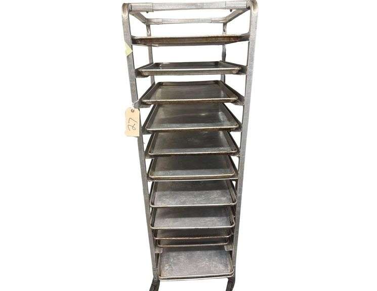 Rolling Sheet Tray Rack - 69in Tall - Located Inside Outdoor Freezer