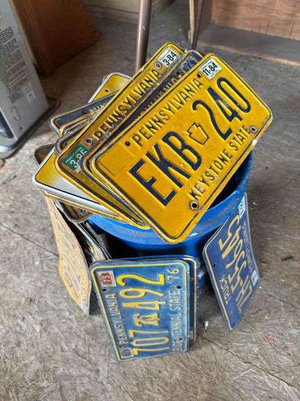 30 Plus License Plates Including Pennsylvania Keystone State, Bicentennial, Blue, Yellow, Tri Color, Truck Plates