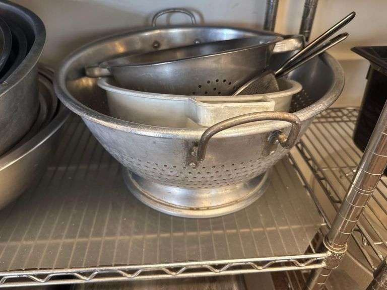 Stainless Bowls Assorted Sizes, Colanders, Tongs