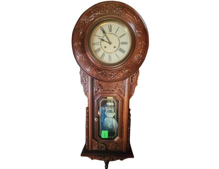 Wall Mount Vintage Regulator Clock with Key -48 in h