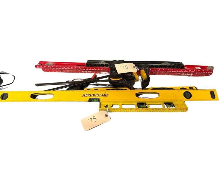 Lot of Levels, Square, and Clamps