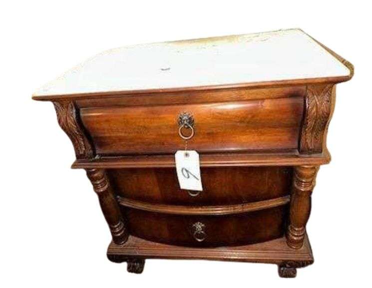 Vintage Polaski Heritage House End Table with Stone Top - 26 x 16 x 28