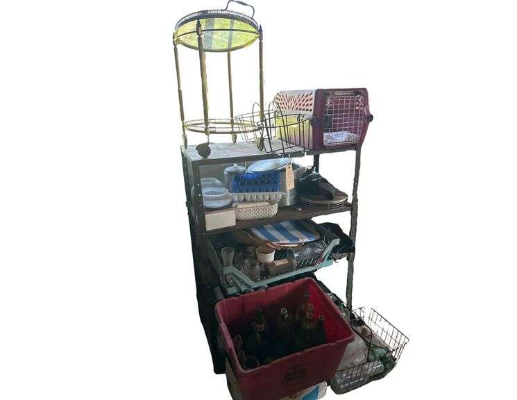 Shelves and Contents - Bottles, Animal Crate, Kitchen Supplies image
