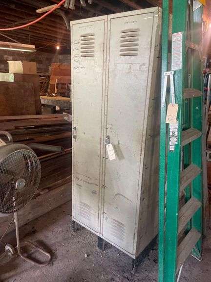 2 Connected Metal Lockers 6 ft with Jumper Cables, Spray Paint, Bolts Nuts, Etc.