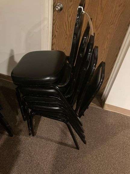 5 Black Padded Dining Chairs
