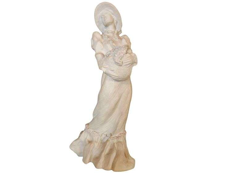 Vintage Austin Production 1988 Victorian Woman with Basket of Hydrangeas 20” Very Heavy image