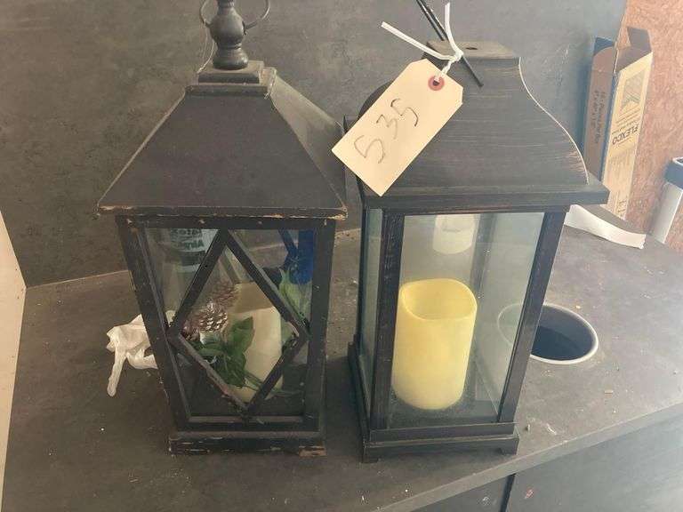 2 Large Candle Holders Wood and Plastic