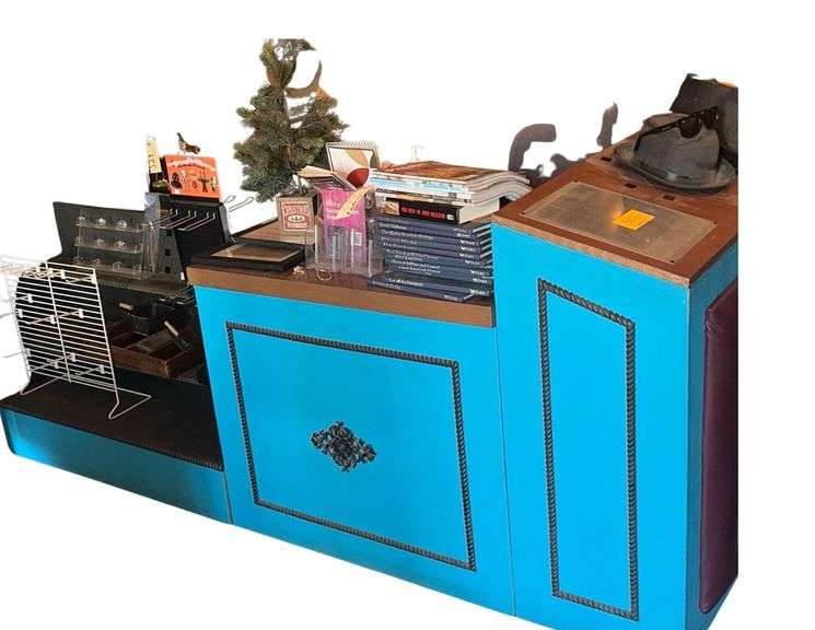 Wooden Counter/Display LShaped 8ft. L. X 8ft. L. X 21in. W. X Different Heights- Contents Not Included- Must Bring Proper Tools & Manpower For Removal