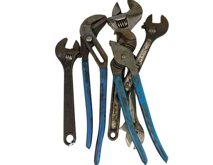2 Channel Locks, 3 Adjustable Wrenches image