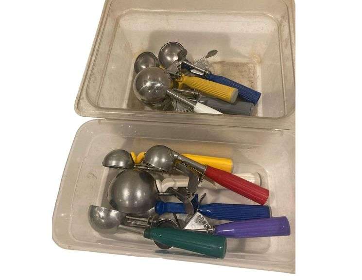 2 Bins with Assorted Ice Cream Scoops