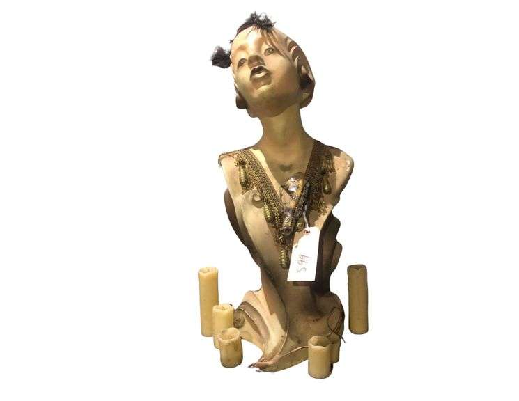Lady Bust with Necklace Jewelry and Connected Candles