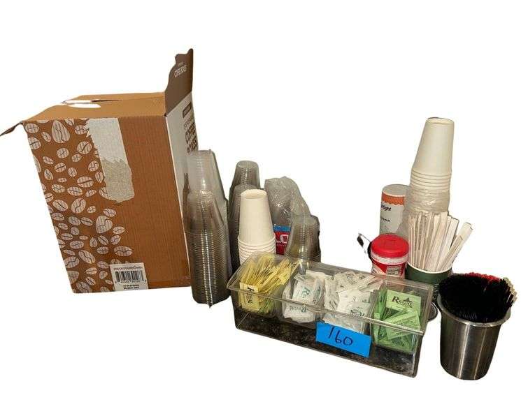Disposable Coffee Boxes - Coffee Stirrers, Cups, Creamer, Condiment Holder
