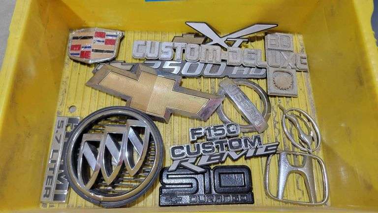 Assorted Vehicle Emblems, Loose. Chevy, Buick, Cadillac, Honda and others image