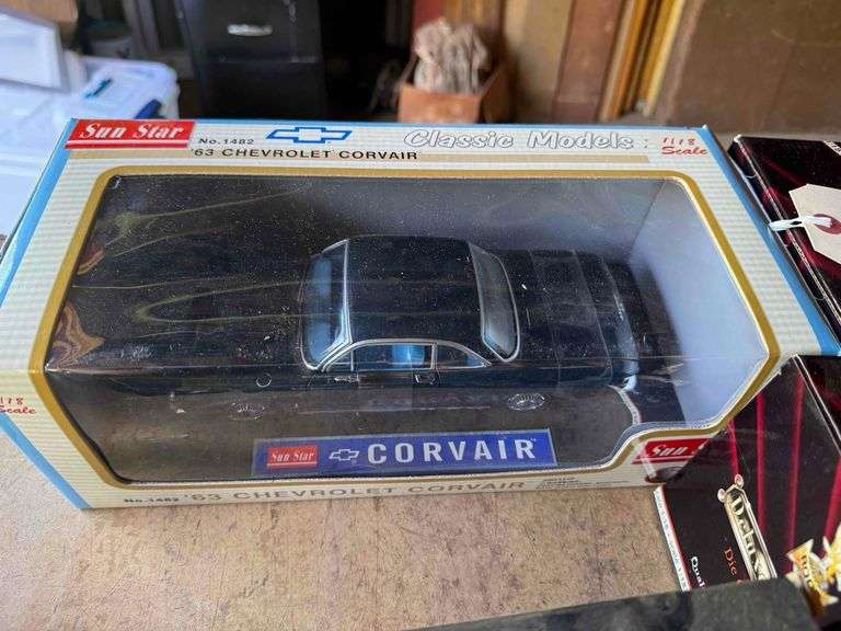 4 Die Cast Model Cars, Corvairs, Mercedes