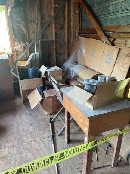 2 Office Chairs 8x3 Foot Metal Table Frame Some Various Plates, Plastic Potting Containers