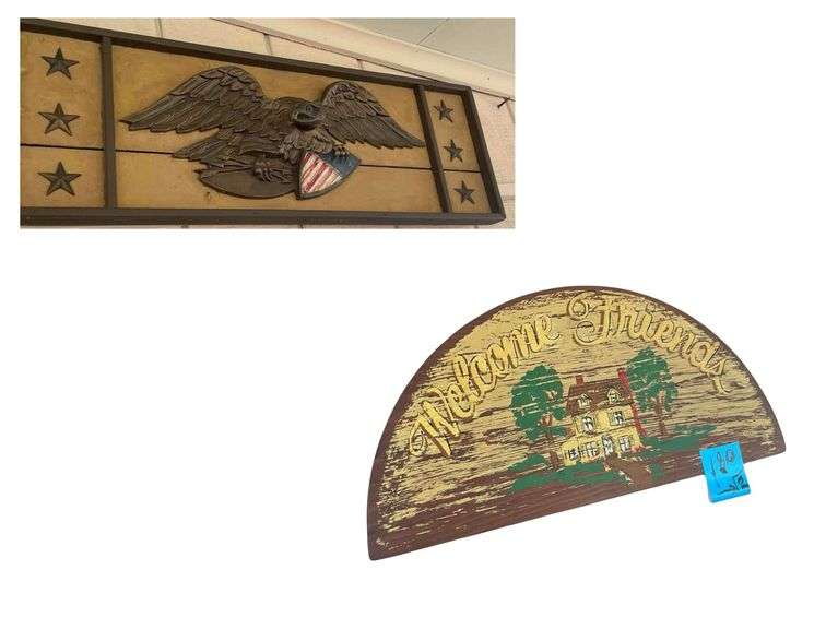 Welcome Friends Sign and Eagle Decor image