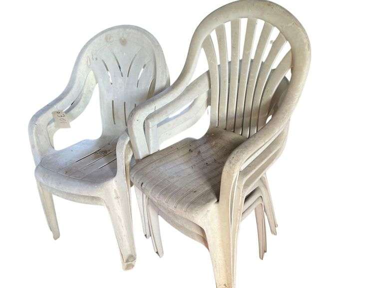 6 White Plastic Lawn Chairs image