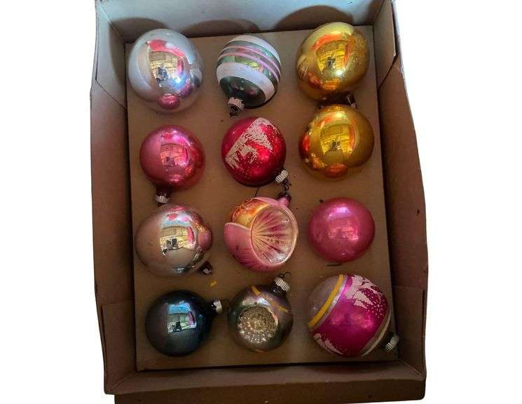 2 Boxes Of Vintage Glass Christmas Ornaments image