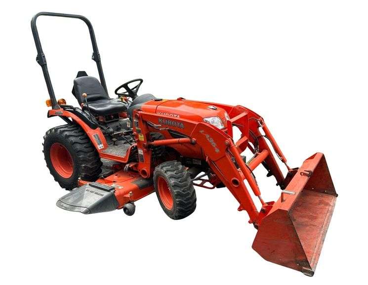 Kubota B2620 HST Tractor w/ 50in Front End Loader, 60in Mower Deck, and ROPS - Serial No. 56717 - *ONLY 277 Hours* - 3 Pt Hitch and PTO - Front End Loader (Model LA364)(Serial No. B1885) - Mower Deck (Model RCK60-29B)(Serial No. 21870) - ROPS (Model SFB-F292)(Serial No. 74324) image