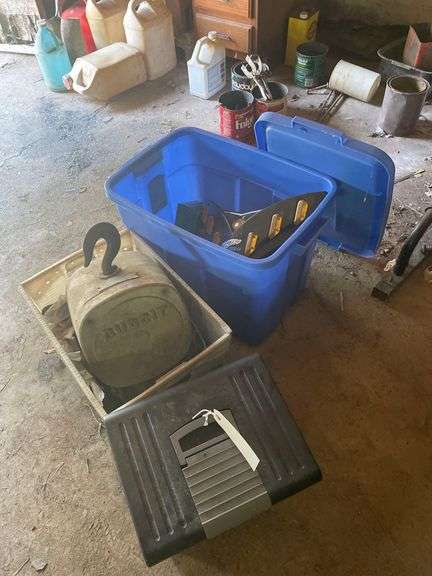2 Ton Hoist Budgit a File Box and Some Assorted Toys
