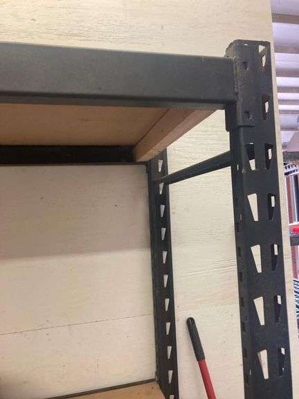 Metal Shelving Unit with Wooden Shelves, 6ft x 2ft x 6ft