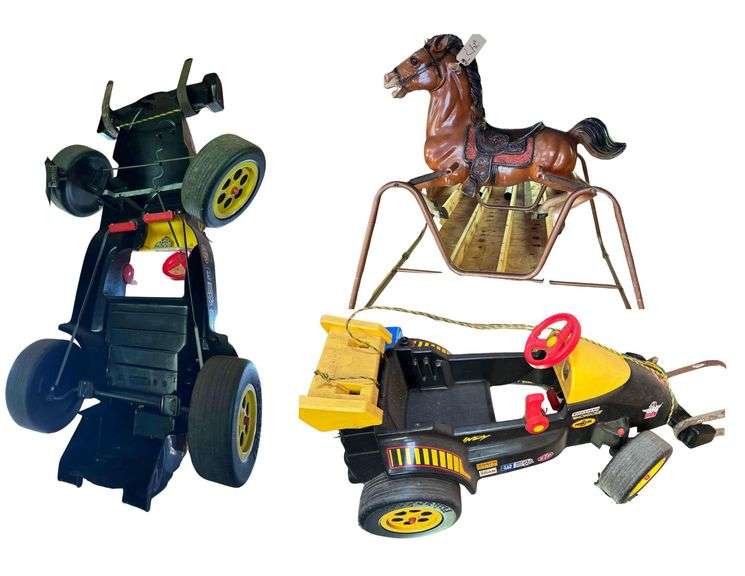 2 Spring Type Rocking Horses and Toy Car image