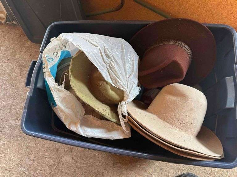 Bin Full of Cowboy Hats and Vintage Men’s Hats