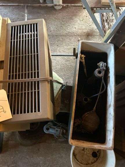 Lot of Assorted Items - General Electric Fashionette Air Conditioner Model AGKE208AB - Toilet - Wayne Sump Pump, Wheels, Bucket