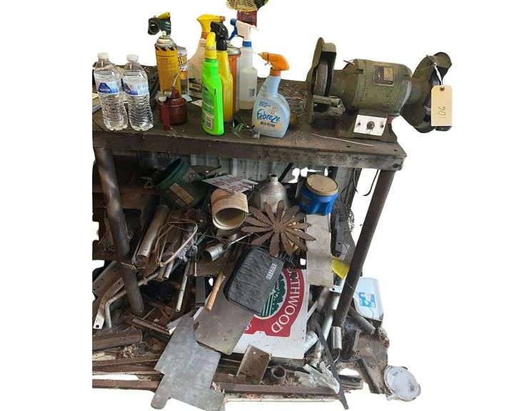 8ft. L. Steel Work Table- Contents Included Except Welding Rods, Vise, and Grinder image