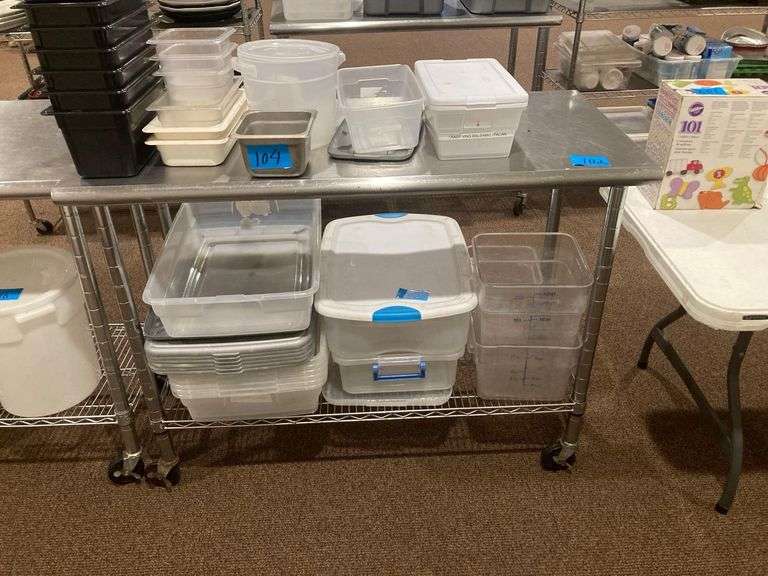 Metal Kitchen Table with Wheels 4ft Long (Contents NOT Included)
