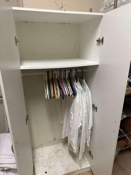 Wooden Cabinet w/ Hangers and Server Clothing - 30in x 21in x 72in