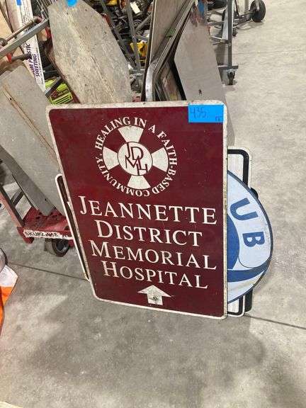 6 Signs - Road Signs of No Crossing, Route 128, Route 66, Speed Limit 35, Jeanette District Memorial Hospital image
