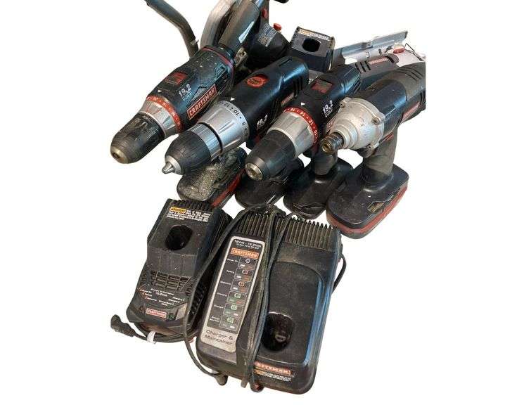 4 Craftsman Drills with 2 Batteries and 2 Battery Chargers image