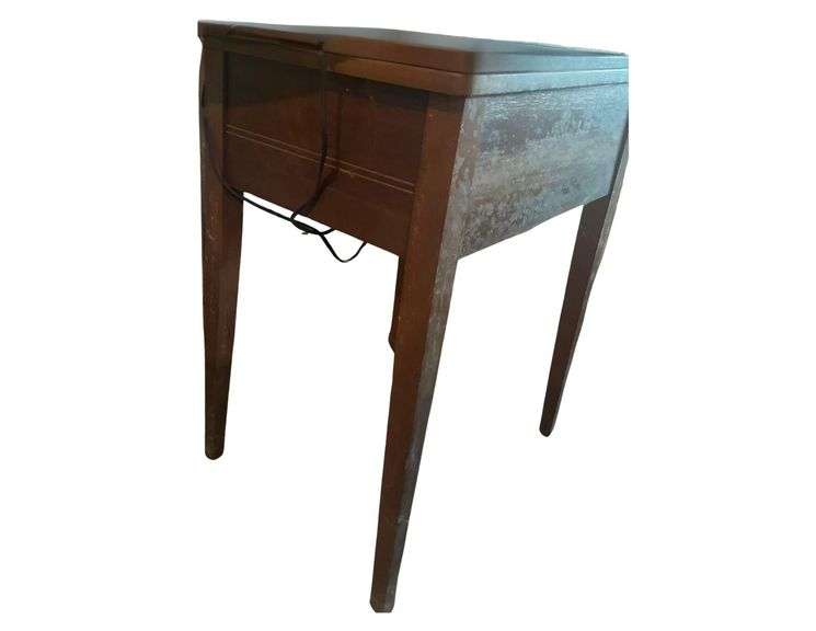 Rusted Metal Coffee Table with out top, Box of Wood Decorations, Wooden Nightstand image