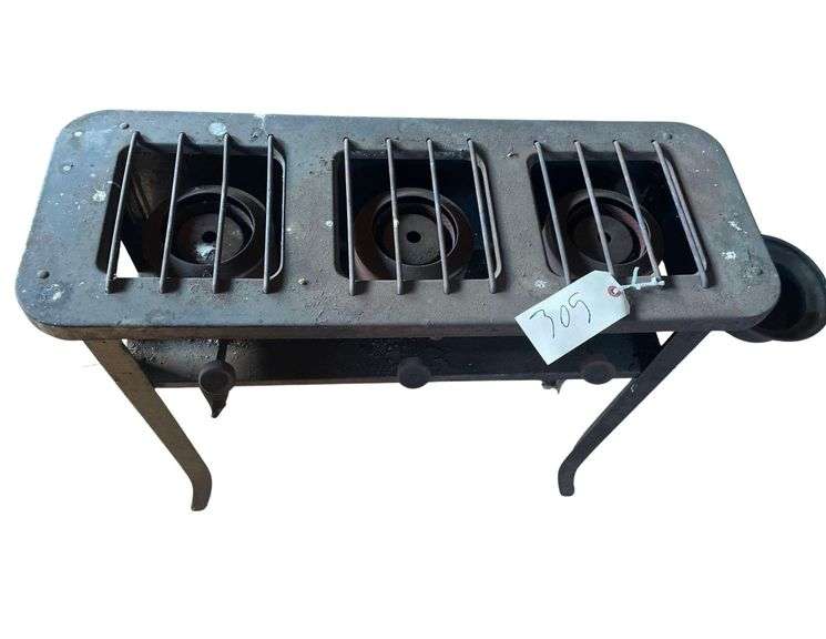 Vintage Tin 3 Burner Stove 40x12x30 Inches image