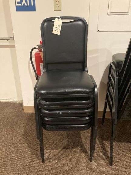 5 Black Padded Dining Chairs