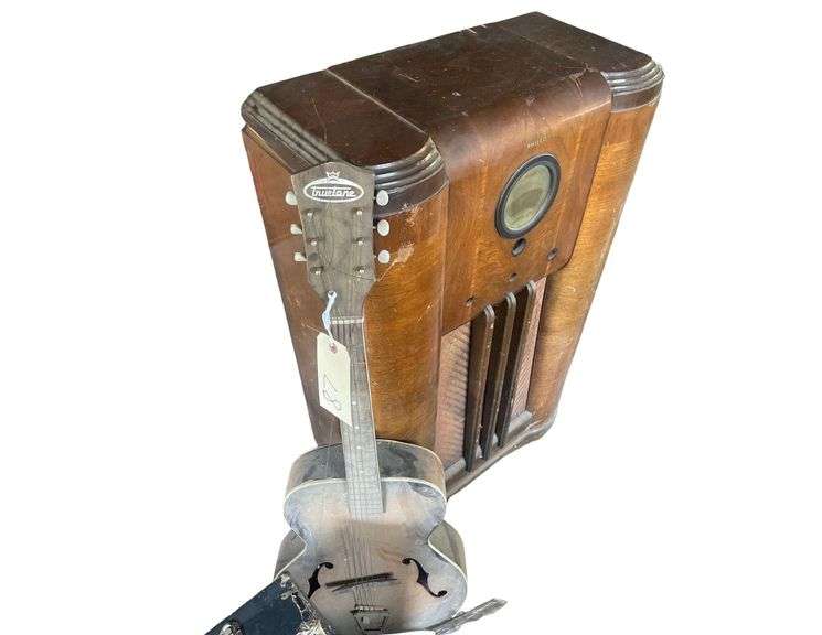 Philco 38-5 Console Radio, Vintage Truetone Guitar with Case image