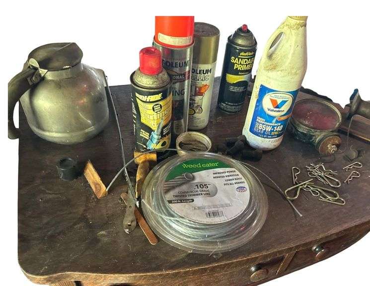 Wooden Dresser and Contents - 21in x 34in x 46in image