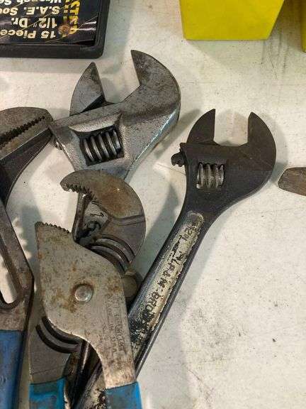 2 Channel Locks, 3 Adjustable Wrenches