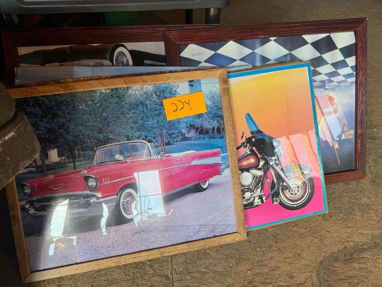 Car and Motorcycle Pictures, Some Framed