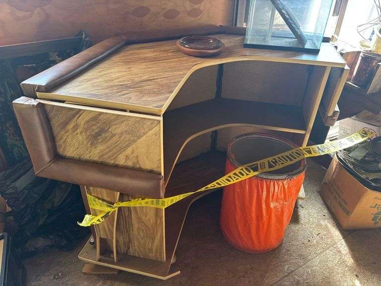 Rolling Bar Unit, Desk and Contents Including Hardware, Nuts, Bolts, Etc. image