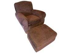 Thomasville Arm Chair w/ Matching Ottoman and Arm Covers - Chocolate Color