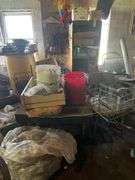 Wooden Bench Assorted Tools Wire Baskets