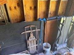Large Lot on Wall - Rollers, Lumber, Doors and Frames, Etc.